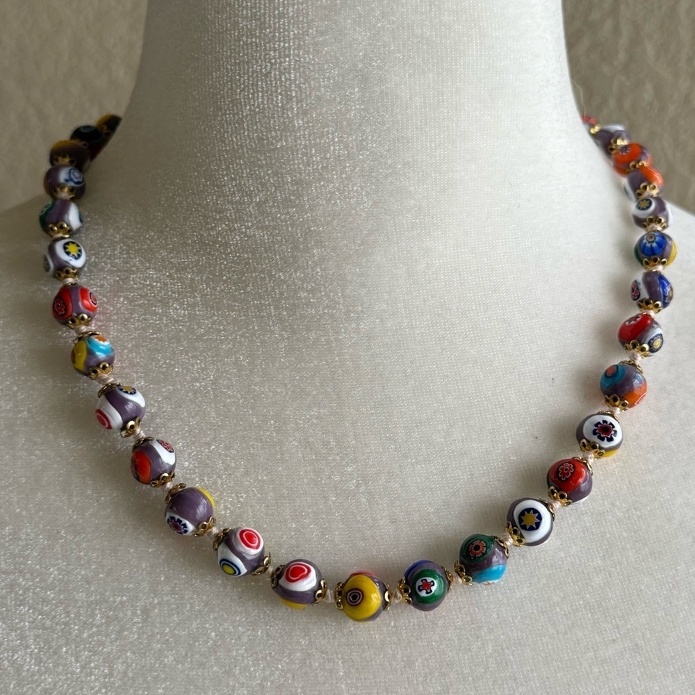Handcrafted Millefiori Glass Bead Necklace
